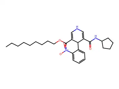 Nonyl 2,6-dimethyl-3-cyclopropylaminocarbonyl-4-o-nitrophenyl-1,4-dihydropyridine-5-carboxyla structure