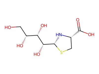 (2R,4R)-2-[D-Xylo-tetrahydroxybut-1-yl]-1,3-thiazolidine-4-carboxylic acid structure