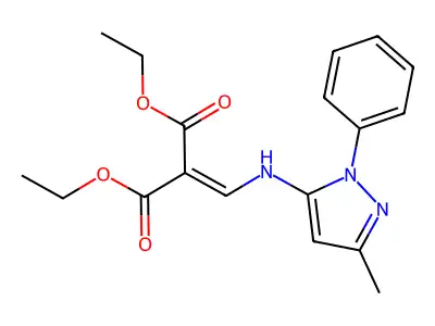 diethyl 2-(((3-methyl-1-phenyl-1H-pyrazol-5-yl)amino)methylene)malonate structure