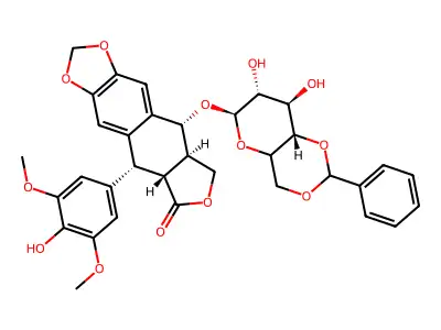 4'-Demethylpodophyllotoxin beta-D-benzylidene glucoside structure