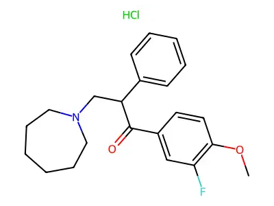 3'-Fluoro-3-(hexahydro-1H-azepin-1-yl)-4'-methoxy-2-phenylpropiophenone hydrochloride structure