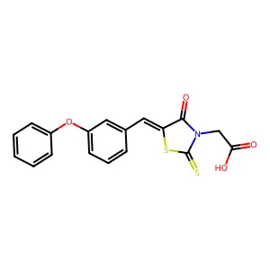 [4-Oxo-5-(3-phenoxybenzylidene)-2-thioxo-1,3-thiazolidin-3-yl]acetic acid structure