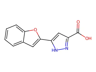 5-(benzofuran-2-yl)-1H-pyrazole-3-carboxylic acid structure