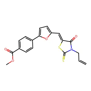 methyl 4-[5-[(4-oxo-3-prop-2-enyl-2-sulfanylidene-1,3-thiazolidin-5-ylidene)methyl]furan-2-yl]benzoate structure
