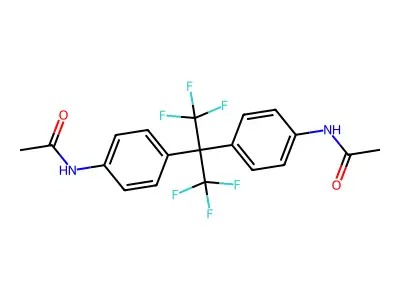 N-{4-[2-(4-Acetamidophenyl)-1,1,1,3,3,3-hexafluoropropan-2-yl]phenyl}acetamide structure