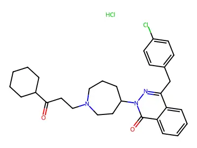 1(2H)-Phthalazinone, 4-((4-chlorophenyl)methyl)-2-(1-(3-cyclohexyl-3-oxopropyl)hexahydro-1H-azepin-4-yl)-, monohydrochloride structure