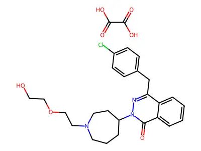 1(2H)-Phthalazinone, 4-((4-chlorophenyl)methyl)-2-(hexahydro-1-(2-(2-hydroxyethoxy)ethyl)-1H-azepin-4-yl)-, ethanedioate(1:1) (salt) structure