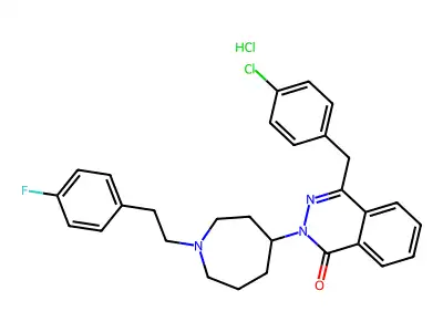 1(2H)-Phthalazinone, 4-((4-chlorophenyl)methyl)-2-(1-(2-(4-fluorophenyl)ethyl)hexahydro-1H-azepin-4-yl)-, hydrochloride, hydrate (1:1:1) structure