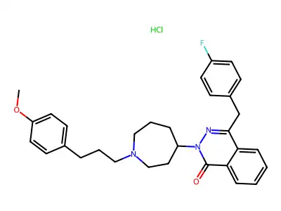 1(2H)-Phthalazinone, 4-((4-fluorophenyl)methyl)-2-(hexahydro-1-(3-(4-methoxyphenyl)propyl)-1H-azepin-4-yl)-, hydrochloride, hydrate (1:1:1) structure