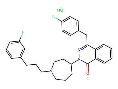 1(2H)-Phthalazinone, 4-((4-fluorophenyl)methyl)-2-(1-(3-(3-fluorophenyl)propyl)hexahydro-1H-azepin-4-yl)-, hydrochloride, hydrate (1:1:1) structure