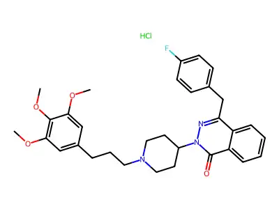 1(2H)-Phthalazinone, 4-((4-fluorophenyl)methyl)-2-(1-(3-(3,4,5-trimethoxyphenyl)propyl)-4-piperidinyl)-, hydrochloride, hydrate (1:1:1) structure