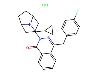 1(2H)-Phthalazinone, 2-(8-(cyclopropylmethyl)-8-azabicyclo(3.2.1)oct-3-yl)-4-((4-fluorophenyl)methyl)-, monohydrochloride structure