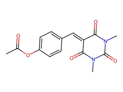 4-{[1,3-dimethyl-2,4,6-trioxotetrahydro-5(2H)-pyrimidinyliden]methyl}phenyl acetate structure