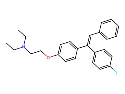 N,N-diethyl-2-[4-[1-(4-fluorophenyl)-2-phenylethenyl]phenoxy]ethanamine structure
