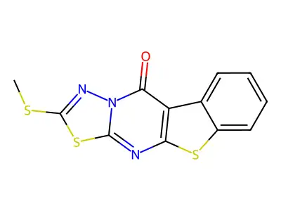 10H-(1)Benzothieno(2,3-d)-1,3,4-thiadiazolo(3,2-a)pyrimidin-10-one, 2-(methylthio)- structure