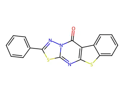 10H-(1)Benzothieno(2,3-d)-1,3,4-thiadiazolo(3,2-a)pyrimidin-10-one, 2-phenyl- structure
