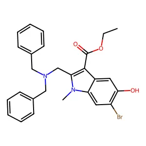 Ethyl 6-bromo-2-[(dibenzylamino)methyl]-5-hydroxy-1-methylindole-3-carboxylate structure