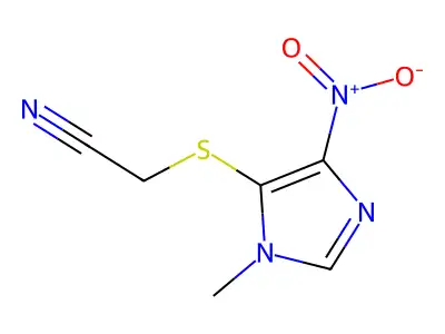 Acetonitrile, ((1-methyl-4-nitro-1H-imidazol-5-yl)thio)- structure