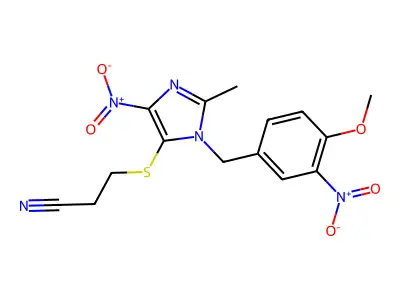 Propanenitrile, 3-((1-((4-methoxy-3-nitrophenyl)methyl)-2-methyl-4-nitro-1H-imidazol-5-yl)thio)- structure
