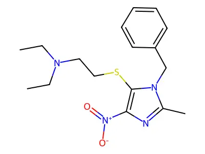 1H-Imidazole, 5-((2-(diethylamino)ethyl)thio)-2-methyl-4-nitro-1-(phenylmethyl)- structure