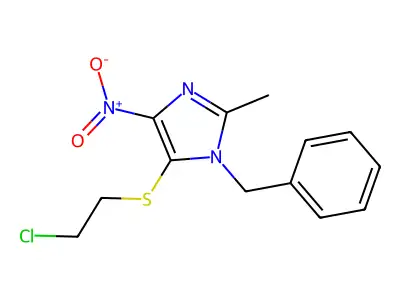 1H-Imidazole, 5-((2-chloroethyl)thio)-2-methyl-4-nitro-1-(phenylmethyl)- structure