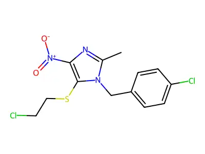 1H-Imidazole, 5-((2-chloroethyl)thio)-1-((4-chlorophenyl)methyl)-2-methyl-4-nitro- structure