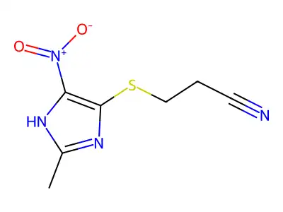 Propanenitrile, 3-((1-methyl-4-nitro-1H-imidazol-5-yl)thio)- structure