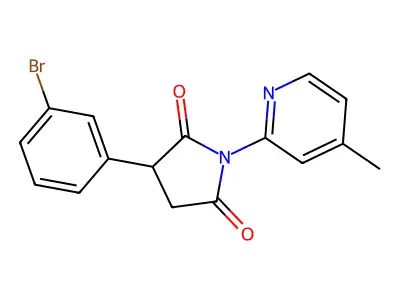 2,5-Pyrrolidinedione, 3-(3-bromophenyl)-1-(4-methyl-2-pyridinyl)- structure