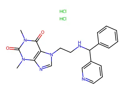 1H-Purine-2,6-dione, 3,7-dihydro-1,3-dimethyl-7-(2-((phenyl-3-pyridinylmethyl)amino)ethyl)-, dihydrochloride, (+-)- structure