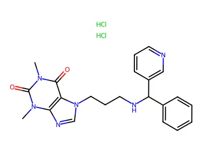 1H-Purine-2,6-dione, 3,7-dihydro-1,3-dimethyl-7-(3-((phenyl-3-pyridinylmethyl)amino)propyl)-,dihydrochloride, (+-)- structure