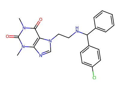 1H-Purine-2,6-dione, 3,7-dihydro-7-(2-(((4-chlorophenyl)phenylmethyl)amino)ethyl)-1,3-dimethyl-, (+-)- structure