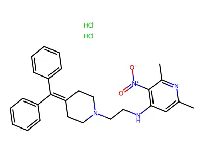 4-Pyridinamine, 2,6-dimethyl-N-(2-(4-(diphenylmethylene)-1-piperidinyl)ethyl)-3-nitro-, hydrochloride, hydrate (1:2:2) structure
