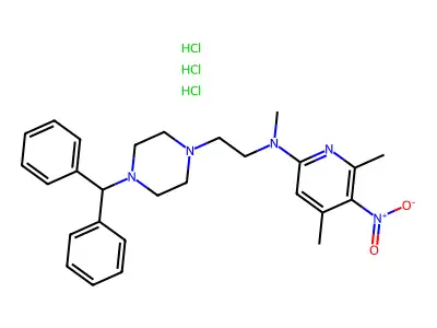 1-Piperazineethanamine, N-(2,6-dimethyl-3-nitro-4-pyridinyl)-4-(diphenylmethyl)-N-methyl-, hydrochloride, hydrate (1:3:1) structure