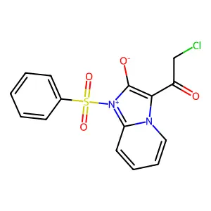 3-(Chloroacetyl)-1-(phenylsulfonyl)imidazo[1,2-a]pyridin-1-ium-2-olate structure