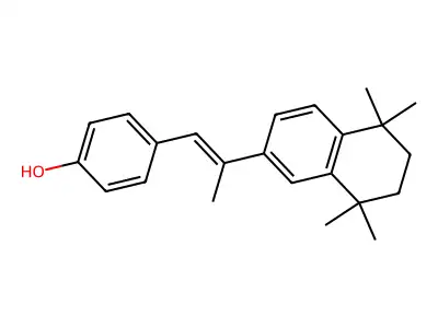 4-[2-(5,5,8,8-Tetramethyl-6,7-dihydronaphthalen-2-yl)prop-1-enyl]phenol structure