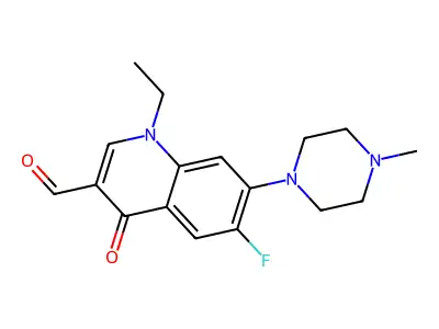 1-Ethyl-6-fluoro-3-formyl-1,4-dihydro-7-(4-methyl-1-piperazinyl)-4-oxoquinoline structure