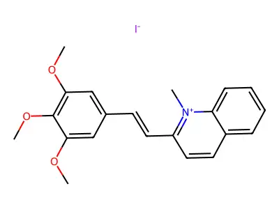 Quinolinium, 1-methyl-2-[2-(3,4,5-trimethoxyphenyl)ethenyl]-, iodide structure