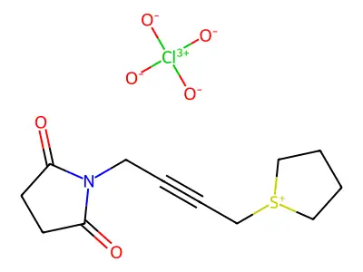 Thiophenium, tetrahydro-1-(4-(2,5-dioxo-1-pyrrolidinyl)-2-butynyl)-, perchlorate structure
