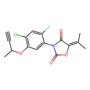 2,4-Oxazolidinedione, 3-(4-chloro-2-fluoro-5-((1-methyl-2-propyn-1-yl)oxy)phenyl)-5-(1-methylethylidene)- structure
