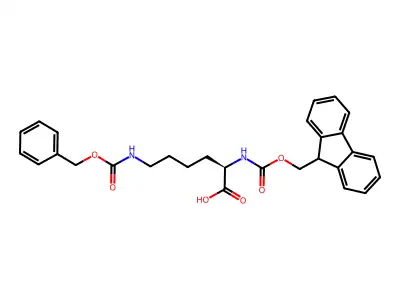 6-(benzyloxycarbonylamino)-2-(9H-fluoren-9-ylmethoxycarbonylamino)hexanoic acid structure