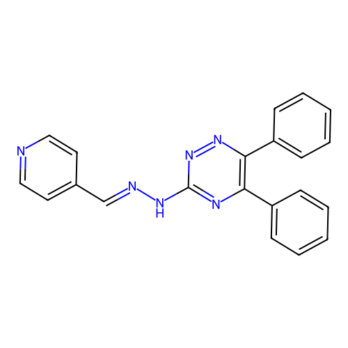 (E)-5,6-diphenyl-3-(2-(pyridin-4-ylmethylene)hydrazinyl)-1,2,4-triazine structure