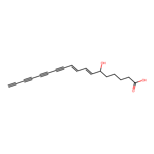 6-hydroxy-7E,9E-Octadecadiene-11,13,15,17-tetraynoic acid structure