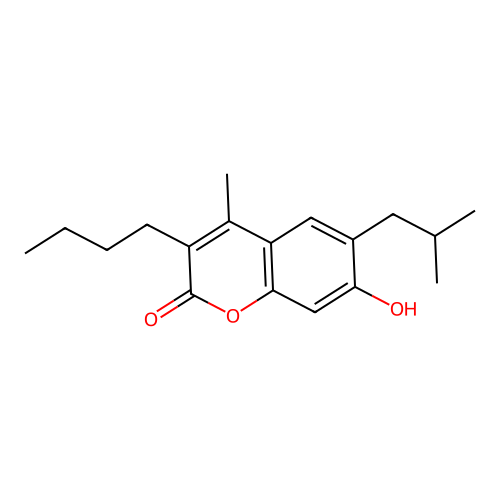 2H-1-Benzopyran-2-one, 3-butyl-7-hydroxy-4-methyl-6-(2-methylpropyl)- structure