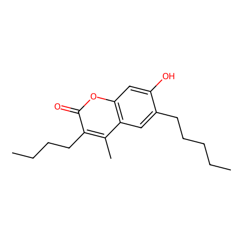 2H-1-Benzopyran-2-one, 3-butyl-7-hydroxy-4-methyl-6-pentyl- structure