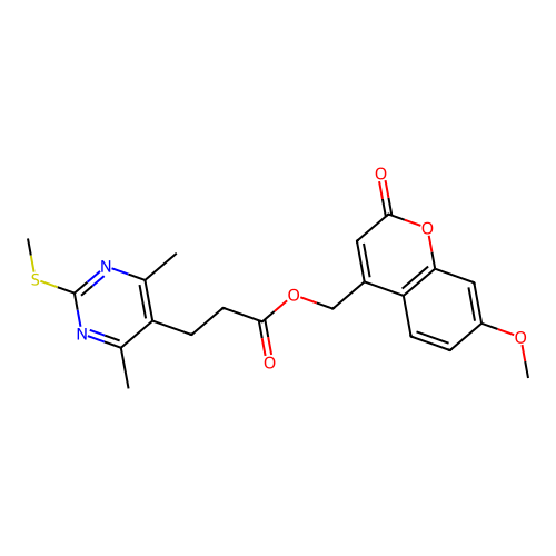 (7-methoxy-2-oxo-2H-chromen-4-yl)methyl 3-[4,6-dimethyl-2-(methylsulfanyl)pyrimidin-5-yl]propanoate structure