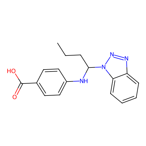 4-[1-(Benzotriazol-1-yl)butylamino]benzoic acid structure