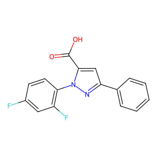 1-(2,4-Difluorophenyl)-3-phenyl-1H-pyrazole-5-carboxylic acid structure