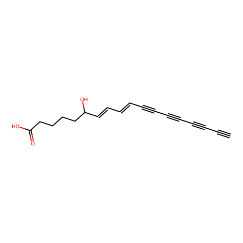 7,9-Octadecadiene-11,13,15,17-tetraynoicacid, 6-hydroxy-, (7E,9E)- structure