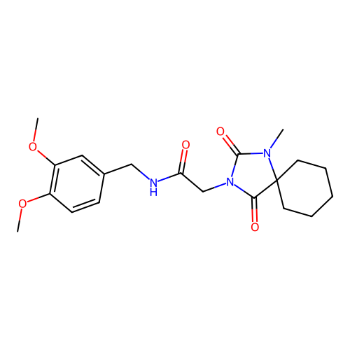 N-(3,4-dimethoxybenzyl)-2-(1-methyl-2,4-dioxo-1,3-diazaspiro[4.5]dec-3-yl)acetamide structure