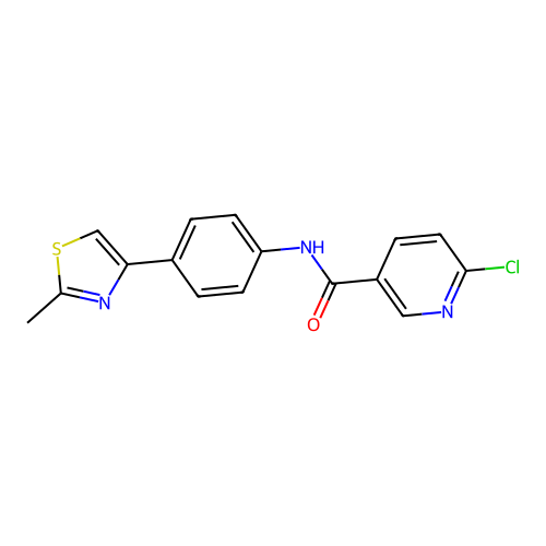 6-chloro-N-[4-(2-methyl-1,3-thiazol-4-yl)phenyl]pyridine-3-carboxamide structure